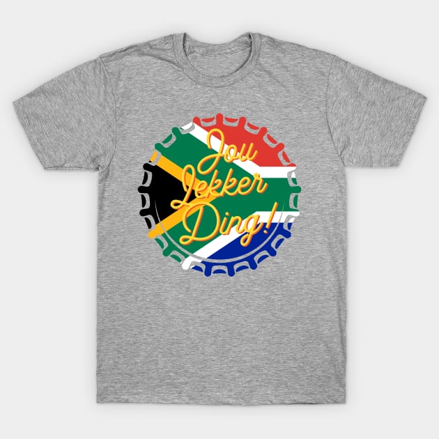 Jou Lekker Ding T-Shirt | Funny Bottle Cap South African Flag | Afrikaans Phrase | Ons Gaan Nou Braai T-Shirt by BraaiNinja